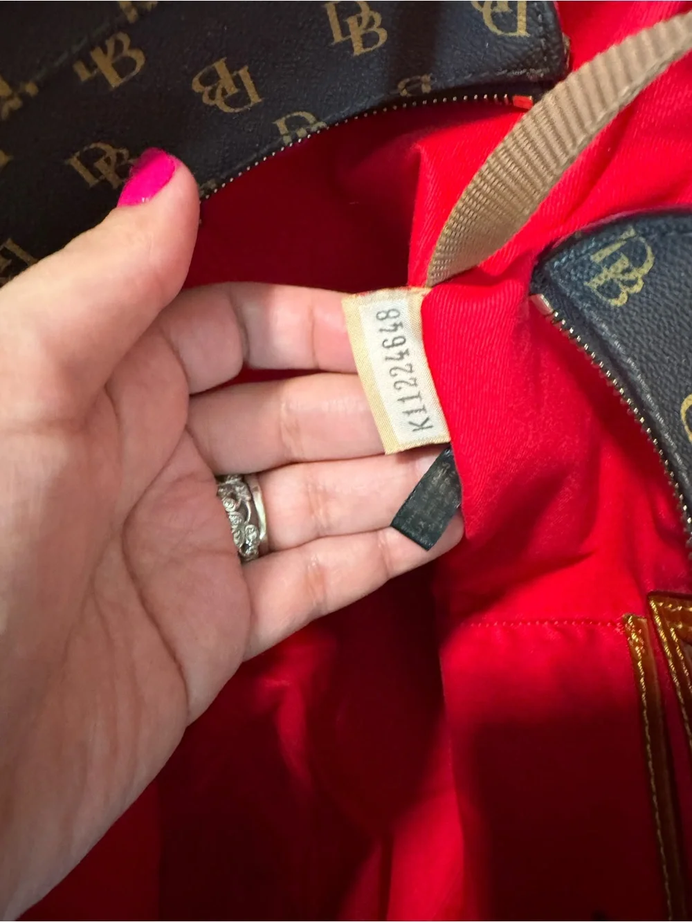 Dooney & Bourke Brown Logo Messenger Bag with Tan Trim